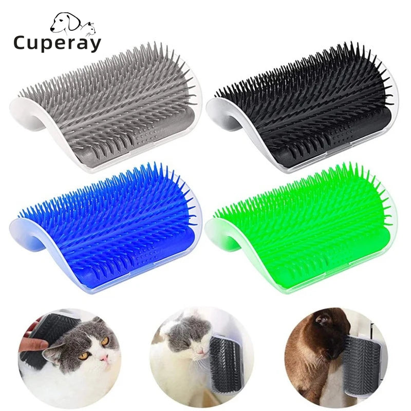 Pet Cat Wall Corner Brush Comb Cat Playing Toy Massager with A Tickling Comb Soft Cat Self Groomer Pet Grooming Supplies
