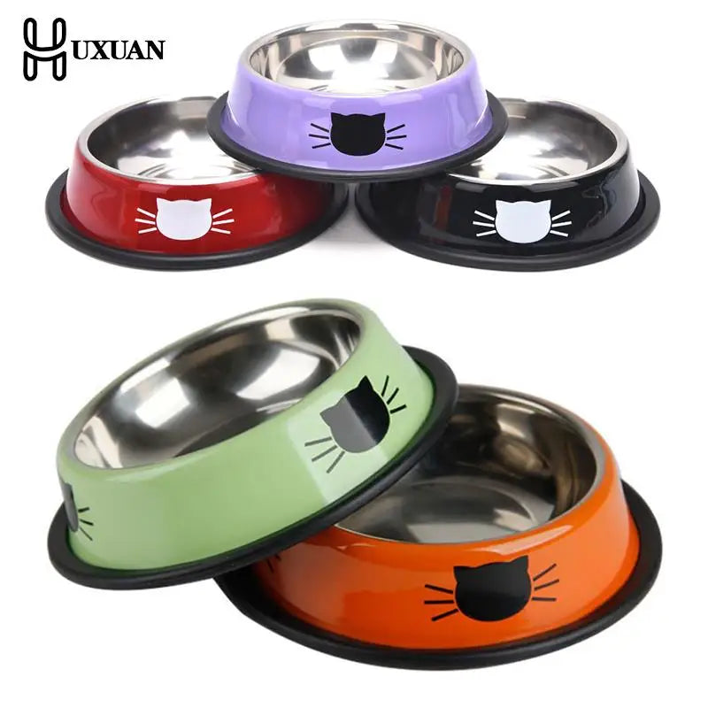 Thick Non-slip Cat Dog Food Bowl Foods Utensils Single Stainless Steel Pet Bowls For Cats And Puppies