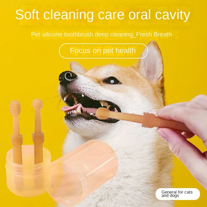 Pet Teeth Whitening Dog Cat Silicone Soft Toothbrush Oral Care Puppy Toothbrush Toothpaste Pet Kit Teeth Cleaning Pet Supplies