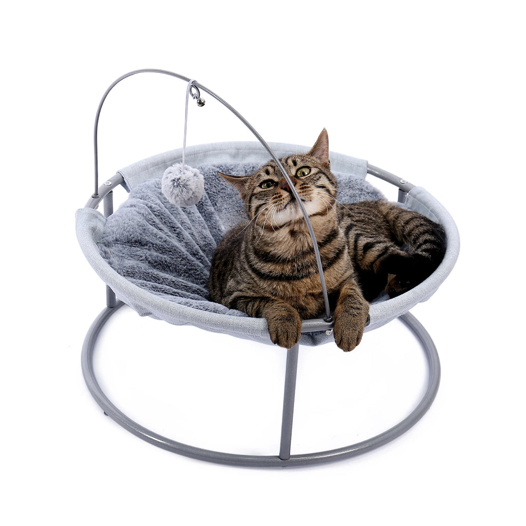 Cat Soft Plush Hammock Pet Bed Cat Cradle Hammock Detachable Cat Round Hanging Basket Sofa with Dangling Ball for Cats Small Bed