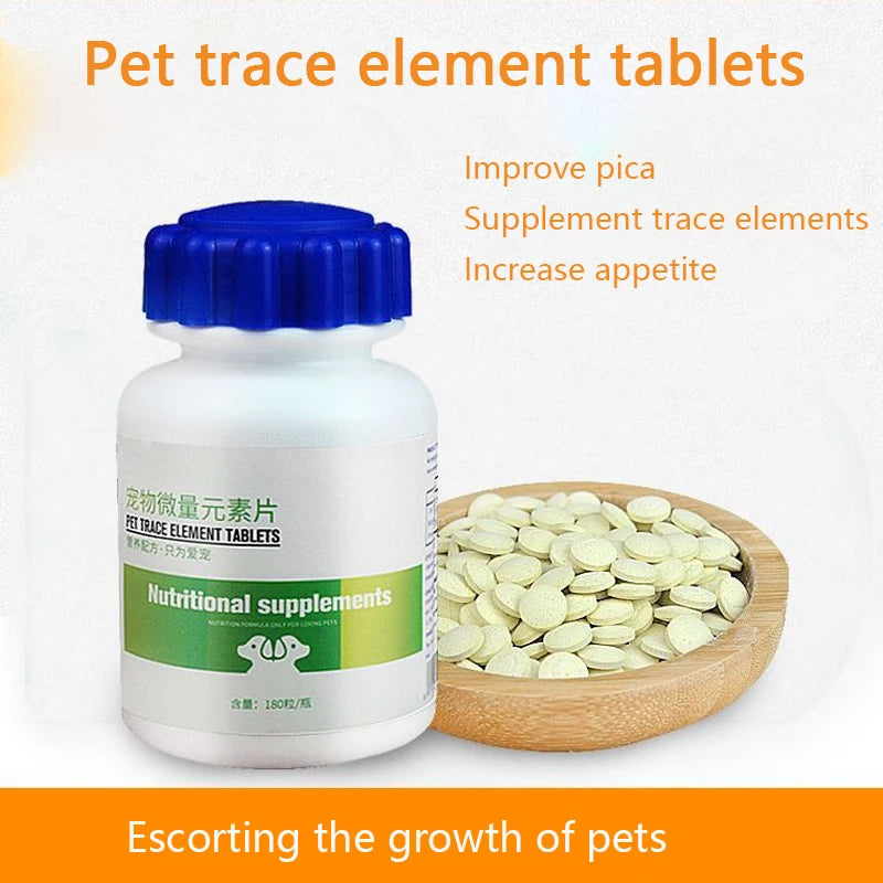 180 Tablets Dog Trace Element To Improve Pet Pica, Supplementing Vitamins, Enhance Appetite Health Nutritional