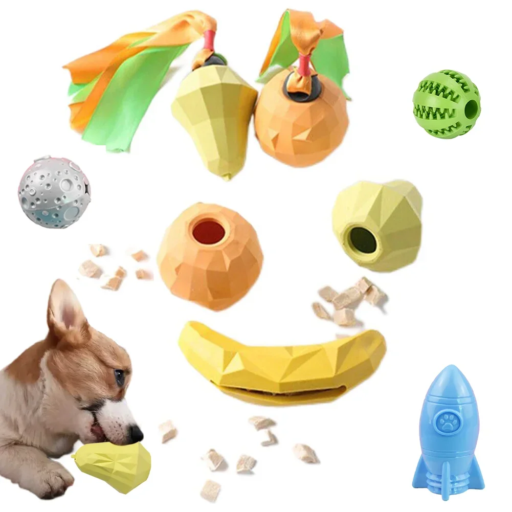 Pet Dog Natural Rubber Toys Dog Chew Toys Tooth Cleaning Treat Ball nteractive Hide Food Ball Indestructible For Small Meduim