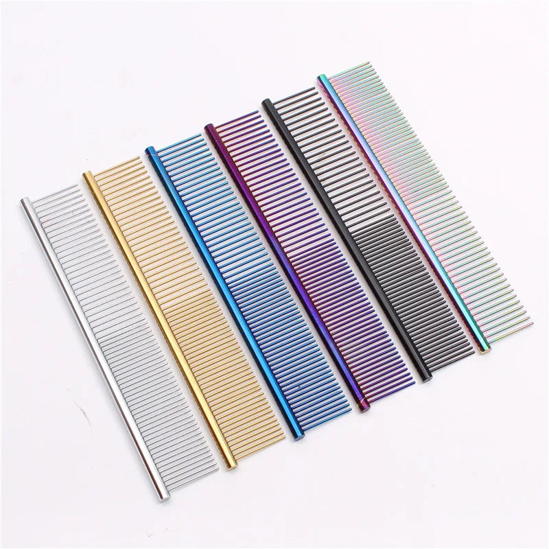 Colorful Piano Paint Professional Anti-Corrosion Grooming Comb For Dogs Cats Tapered Stainless Steel Pins Pet Grooming Supplies