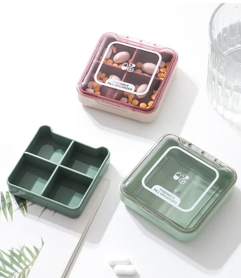 4 Grid Medicine Pill Box Case For Storage Travel Pill Case Vitamins Tablets Container Plastic Box Capsules Organizer Waterproof
