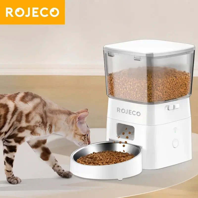 ROJECO 2L Automatic Cat Feeder WIFI Smart Pet Food Dispenser For Dry Food Dogs Kibble Dispenser With Remote Control Accessories