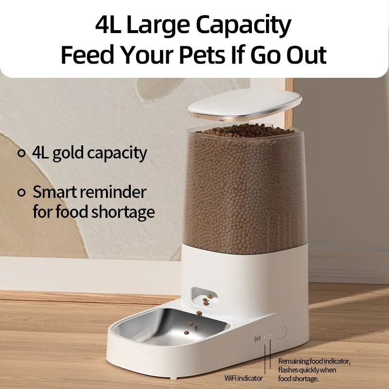 ROJECO WiFi Automatic Cat Feeder Pet Smart Cat Food Kibble Dispenser Remote Control Auto Feeder For Cat Dog Dry Food Accessories