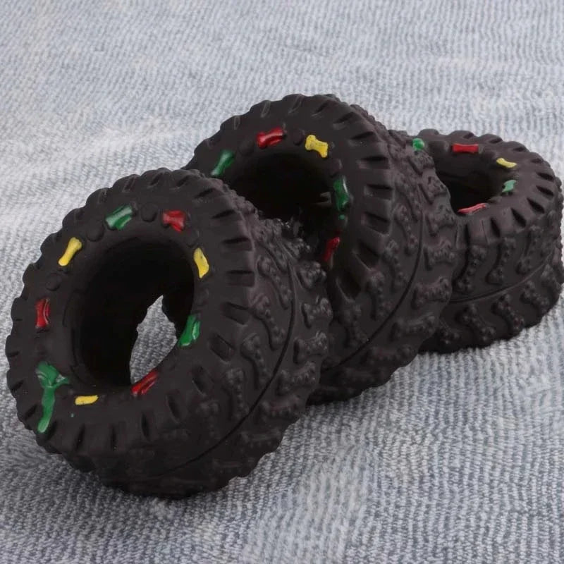 Mini Elasticity Tire Dog Cat Toy Squeak Sound Chew Treat Holder Funny Puppy Molar Training Toys Dog Interactive Pet Supplies