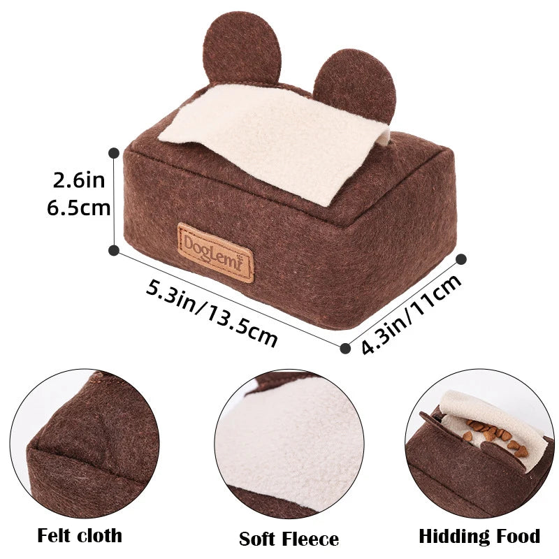 Plush Pet Dog Snuffle Toy Tissue Box Funny Pet Interactive Puzzle Feeder Food Training Iq Dog Chew Toys Cute Activity Treat Game