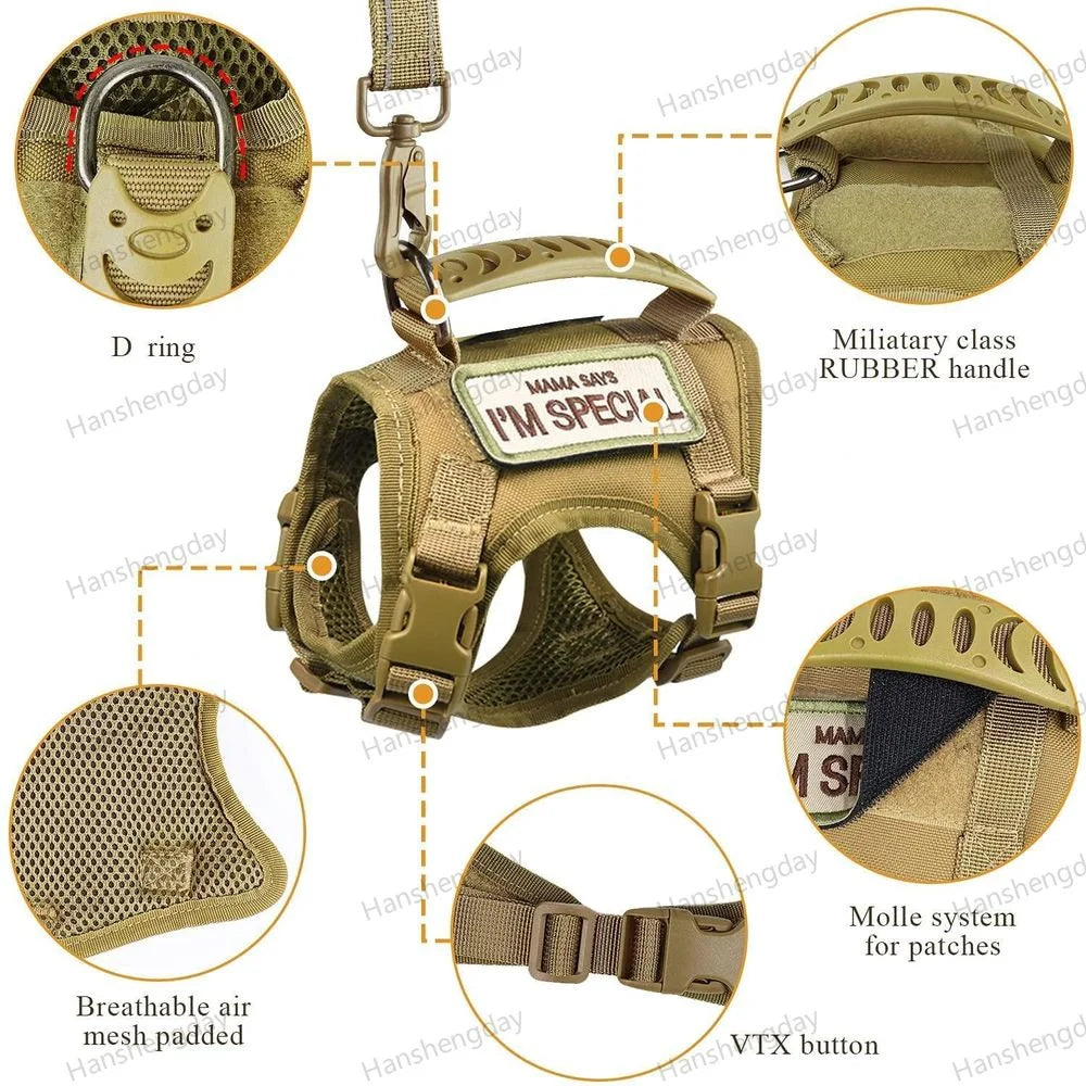 Cat Harness AdjustableTactical Harnesses vest Leash Set,Walking Breathable Mesh Pet clothes for Large Kitten Cats & Small Dog