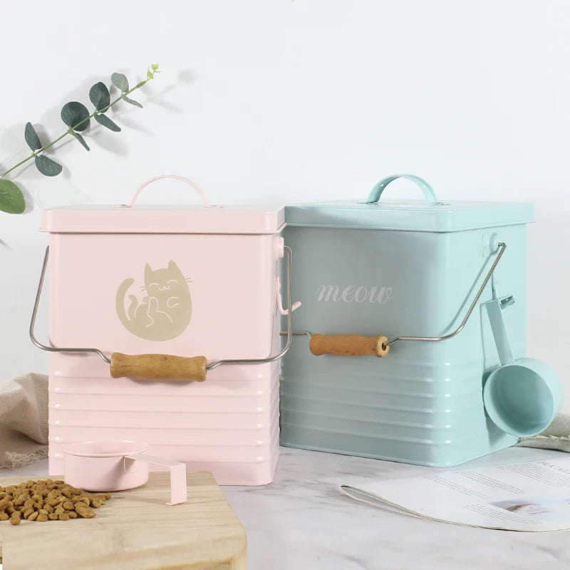 Dog Cat Food Storage Container Farmhouse Pet Food Storage Container with Lid and Dry Food Scoop Durable Airtight Food  Container
