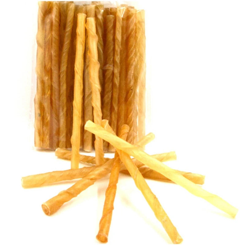 10pcs Teeth Clean Stick Cowhide Safety Pets Cleaning Teeth Toys Treats for Cat Dog Puppy Accessories Dog Molar Chew Sticks Puppy