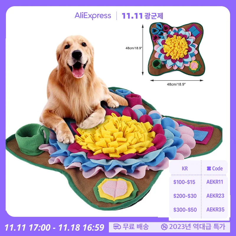 Pet Dog Snuffle Mat Nose Smell Training Sniffing Pad Dog Puzzle Toy Slow Feeding Bowl Food Dispenser Carpet Washable Dog Toys
