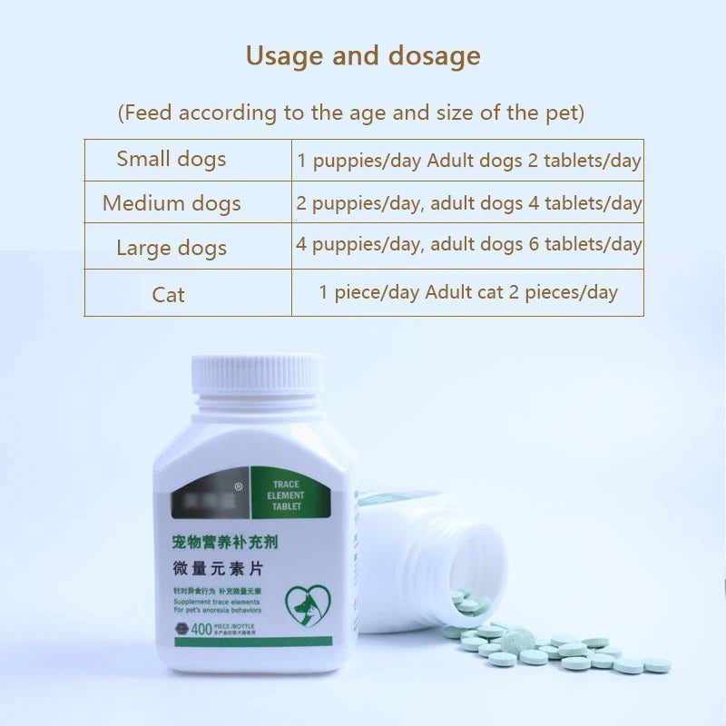 Dog Trace Elements 400 Tablets Pet Golden Retriever Teddy Adult Dog Puppy Exotic Vitamin Eating Shit, Dirt Wall, Herb