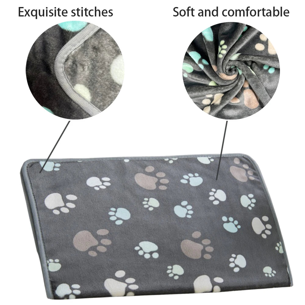 flannel dog blanket winter warm and comfortable pet bed sheet mat cartoon cute cat and dog sleeping blanket pet supplies
