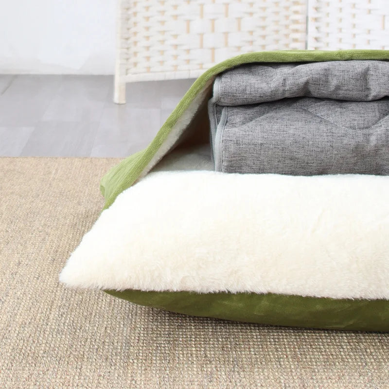 Dogs Kennel Winter Warm Removable Washable Pet Bed Bite-resistant Puppy Sofa Cushion Plush Cat Mat for Large Pet Sleeping Bag