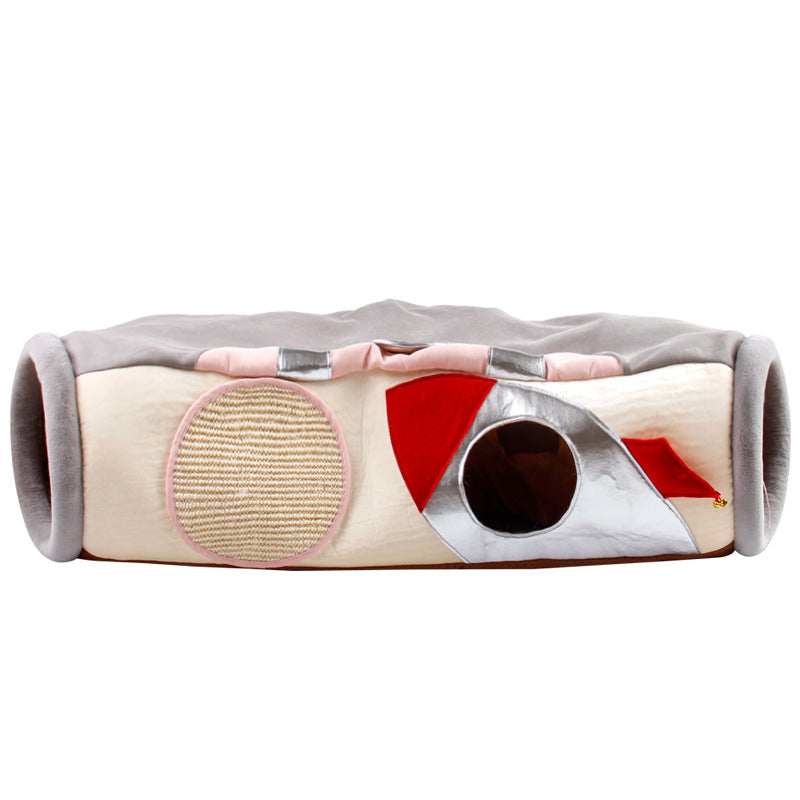 Ji Tibitan cat tunnel seasons rolling dragon cat toy ship cat grip folding channel UFO semi-closed cat