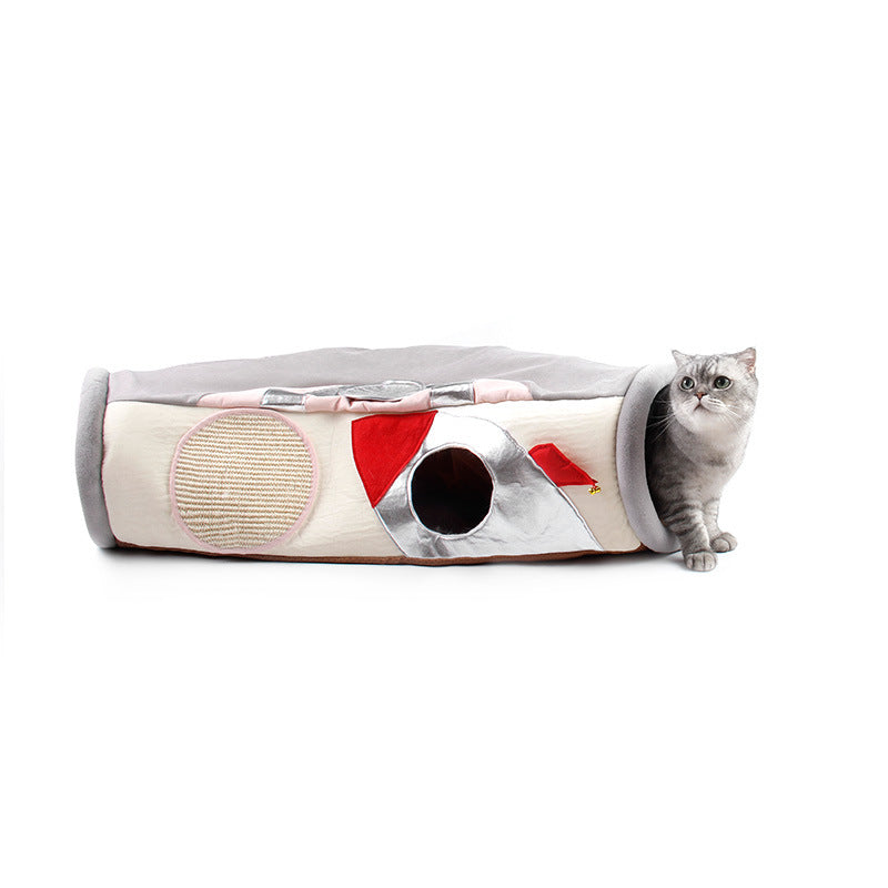 Ji Tibitan cat tunnel seasons rolling dragon cat toy ship cat grip folding channel UFO semi-closed cat