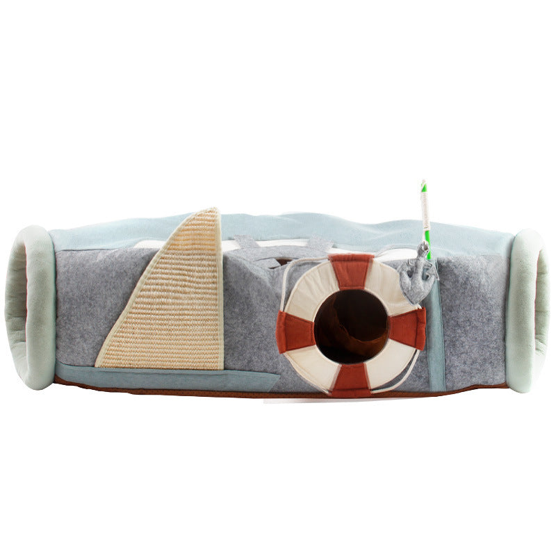 Ji Tibitan cat tunnel seasons rolling dragon cat toy ship cat grip folding channel UFO semi-closed cat