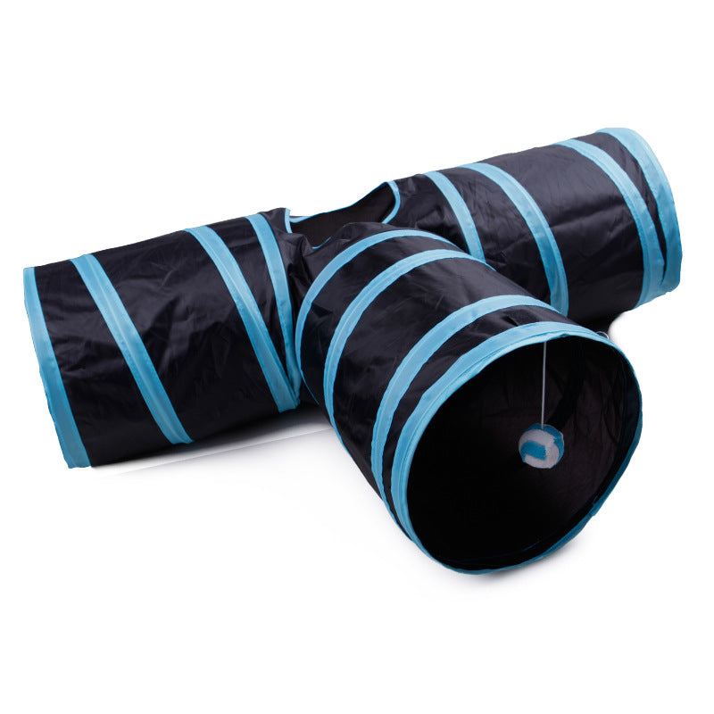 Manufacturers pet supplies cat paper three-way tunnel Zhiyi cat toy drill bucket foldable cat channel