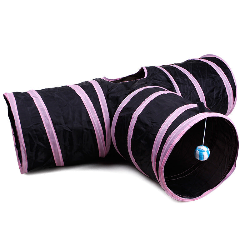 Manufacturers pet supplies cat paper three-way tunnel Zhiyi cat toy drill bucket foldable cat channel