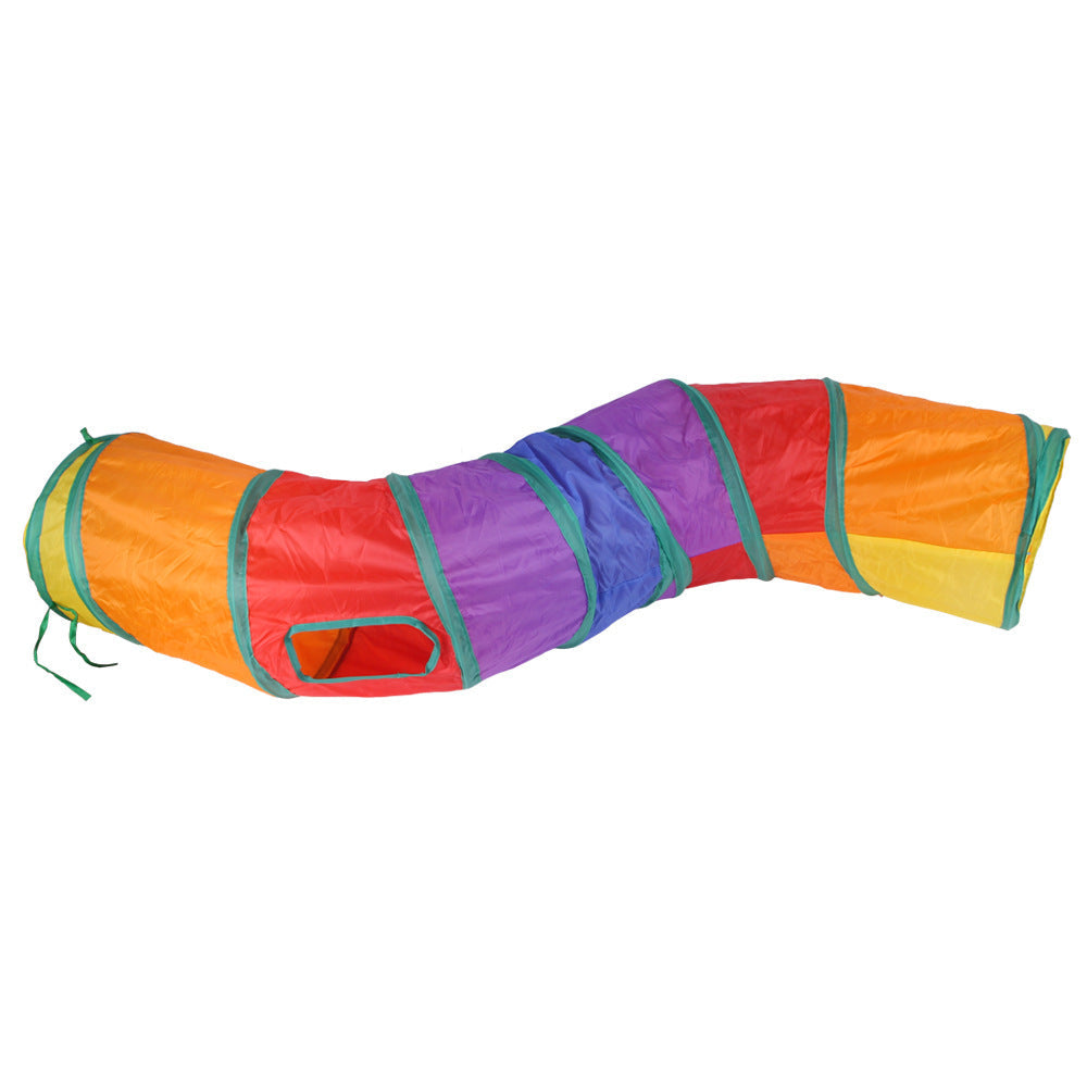 Cross-border factory pet cat tunnel cat rainbow three-channel interactive cat toy drill bucket folding cat toys