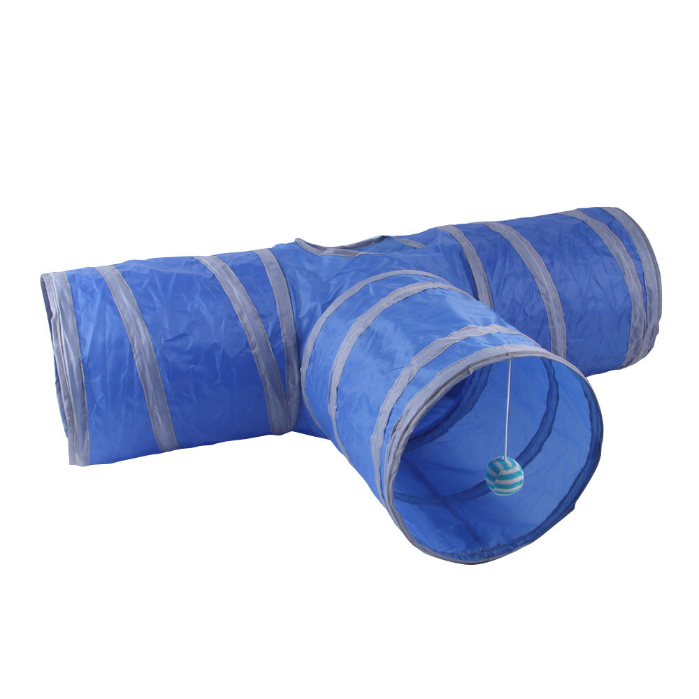Manufacturers pet supplies cat paper three-way tunnel Zhiyi cat toy drill bucket foldable cat channel