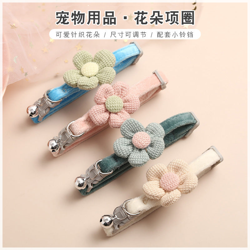 2022 new factory direct sales cute flowers cartoon rabbit cat collar small dog puppy puppy neck collar