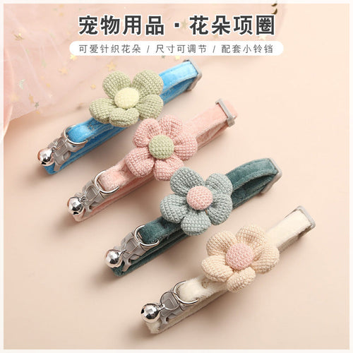 2022 new factory direct sales cute flowers cartoon rabbit cat collar small dog puppy puppy neck collar