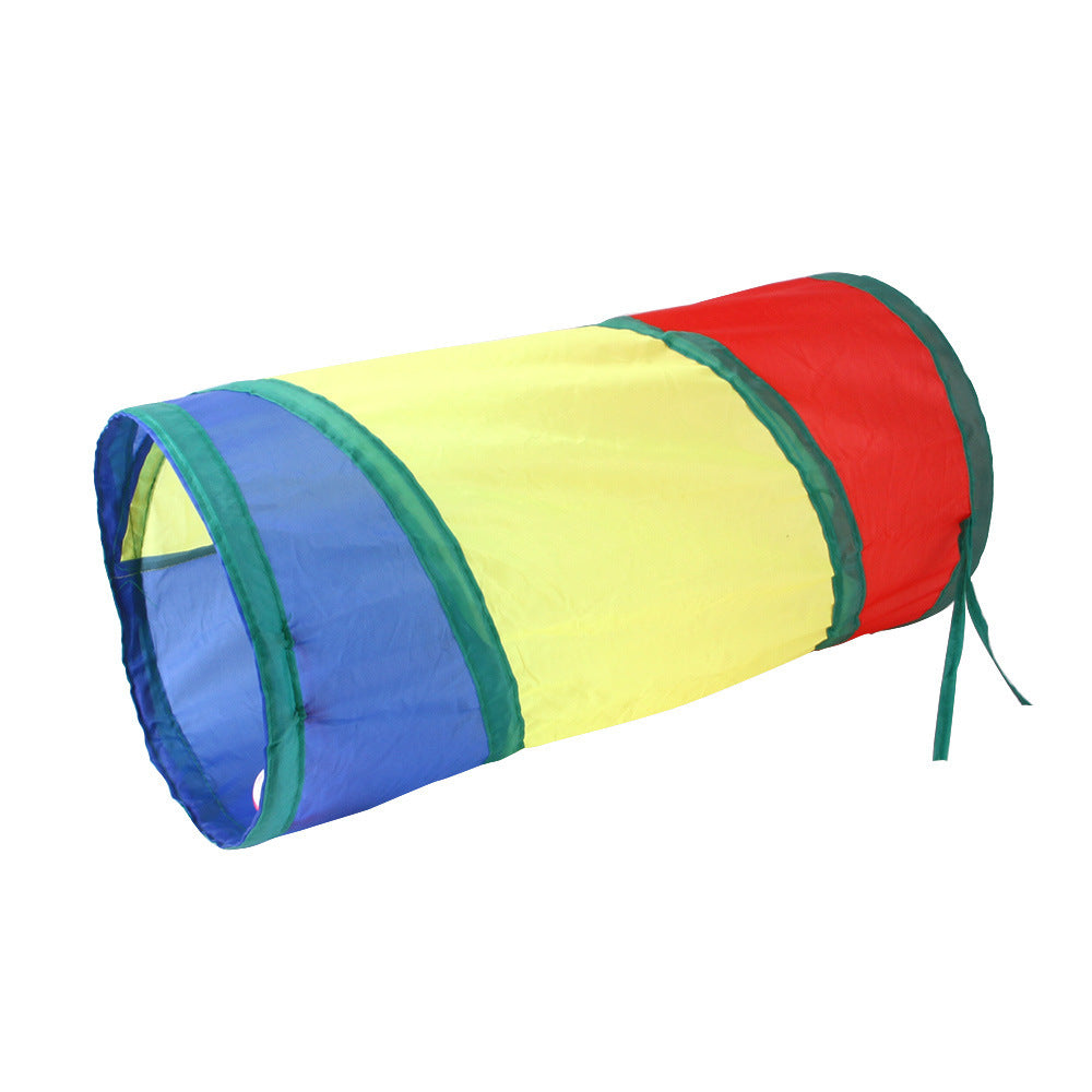 Cross-border factory pet cat tunnel cat rainbow three-channel interactive cat toy drill bucket folding cat toys