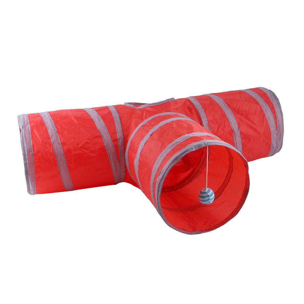 Manufacturers pet supplies cat paper three-way tunnel Zhiyi cat toy drill bucket foldable cat channel
