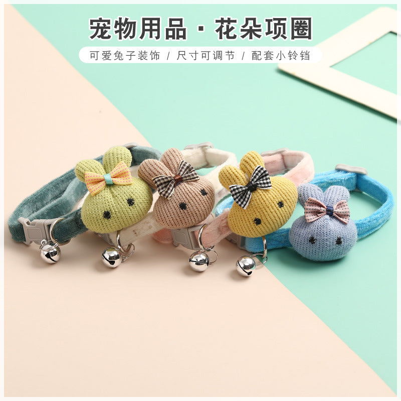 2022 new factory direct sales cute flowers cartoon rabbit cat collar small dog puppy puppy neck collar